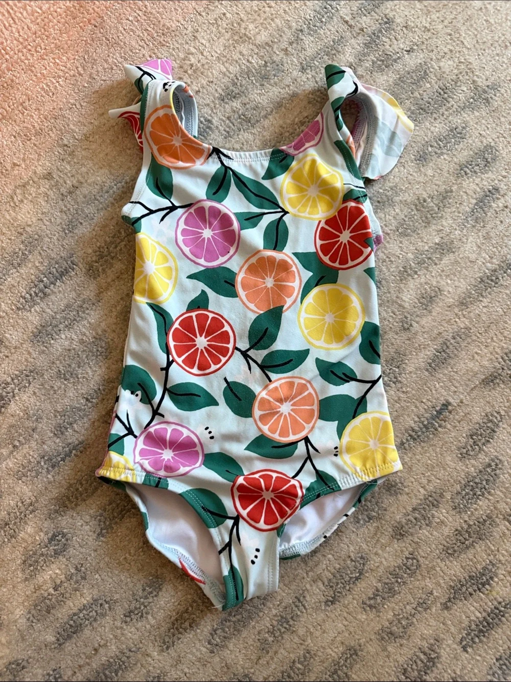 Hanna Andersson Girls' Multi-Colored Citrus, Pink & Navy One-Piece Swimsuits